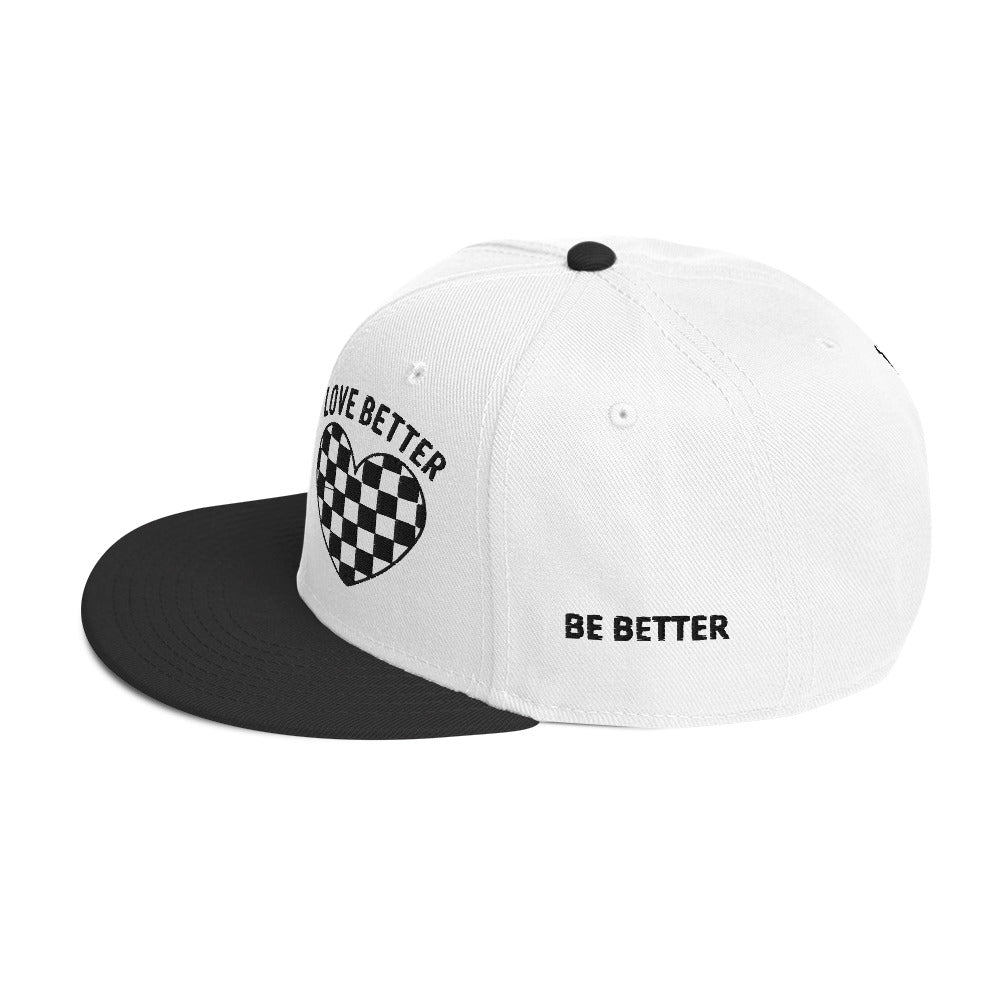 White LOVE BETTER Snapback Hat