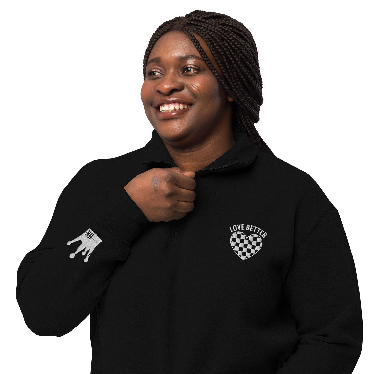 LOVE BETTER "The Quarter" Unisex fleece pullover (White Thread)