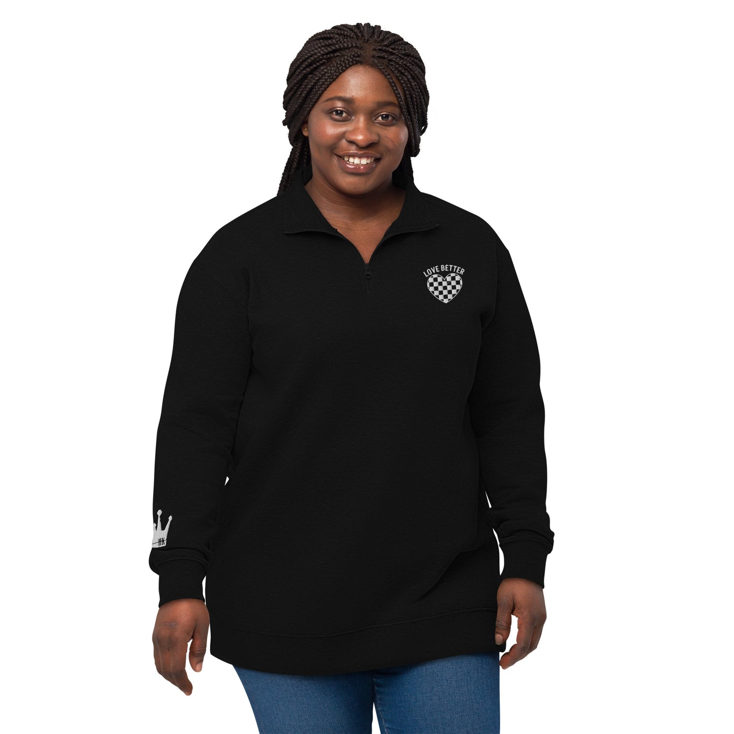 LOVE BETTER "The Quarter" Unisex fleece pullover (White Thread)