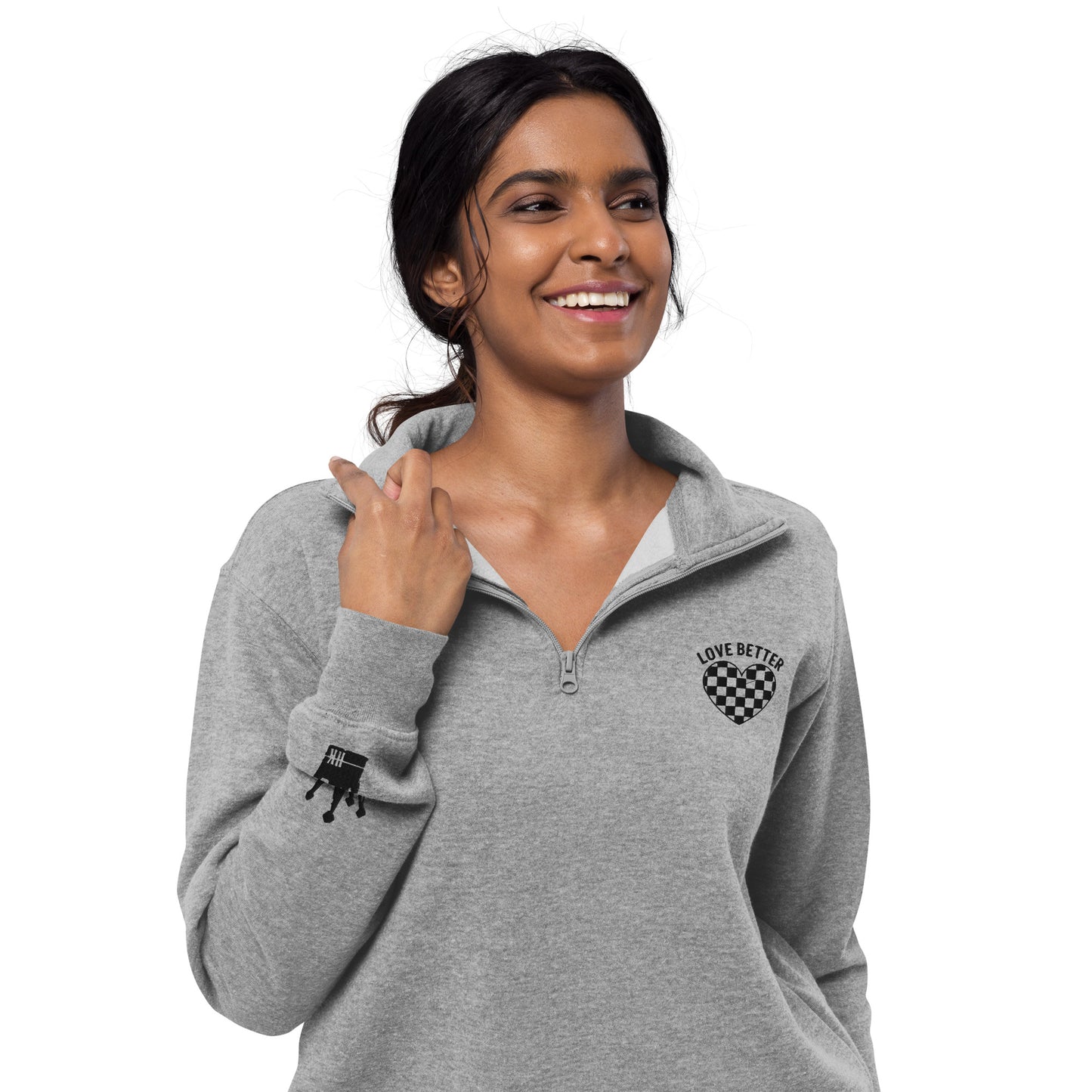 LOVE BETTER " The Quarter" Unisex fleece pullover (Black Threads)