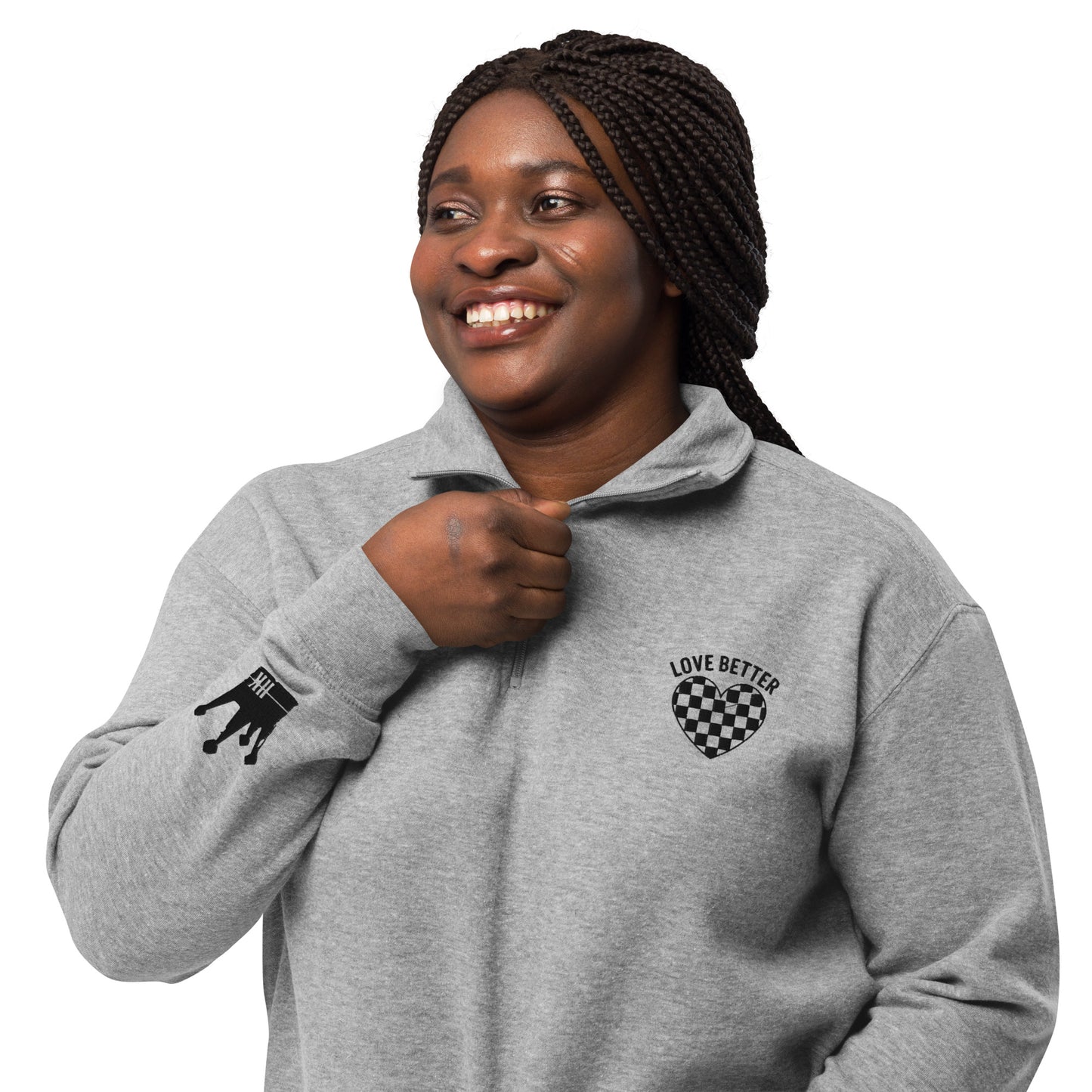 LOVE BETTER " The Quarter" Unisex fleece pullover (Black Threads)