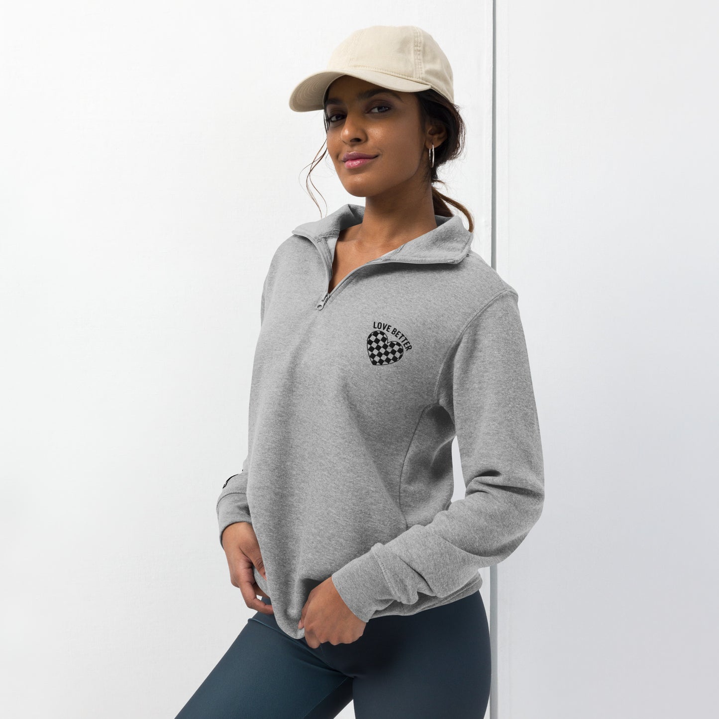 LOVE BETTER " The Quarter" Unisex fleece pullover (Black Threads)