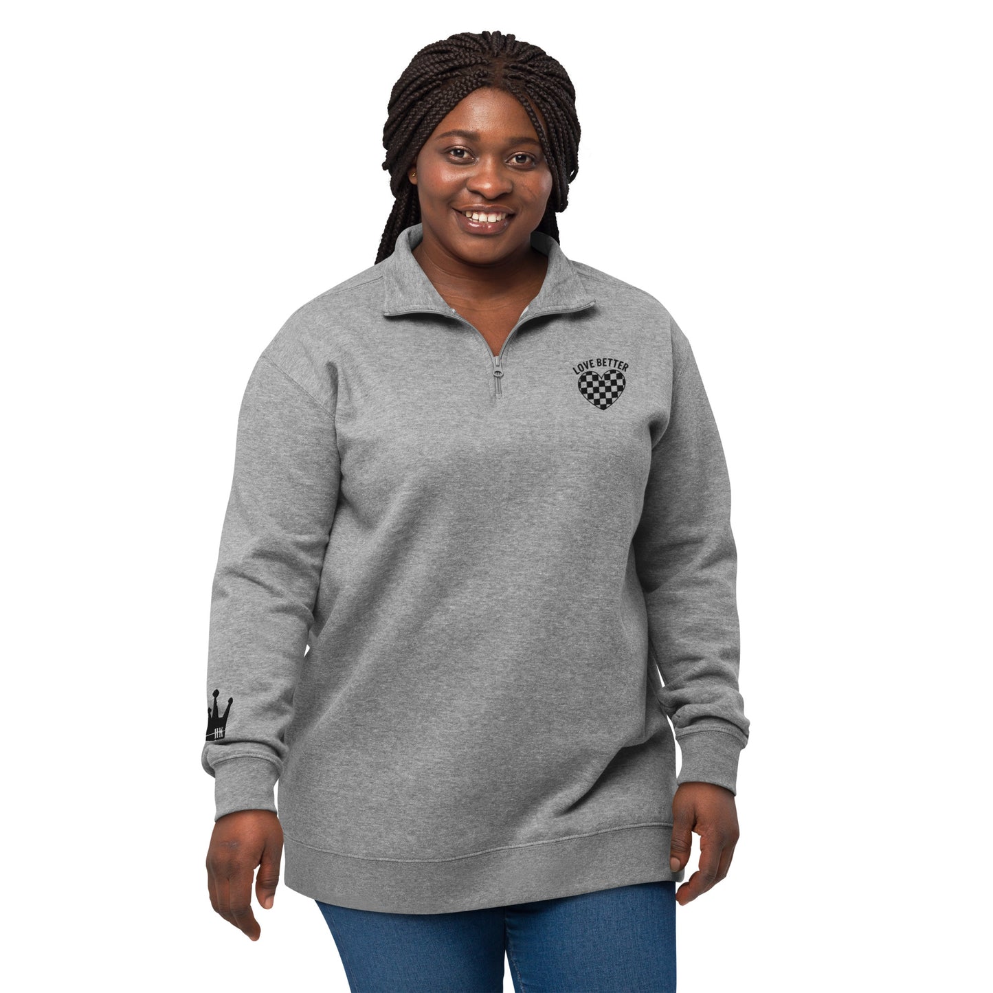 LOVE BETTER " The Quarter" Unisex fleece pullover (Black Threads)