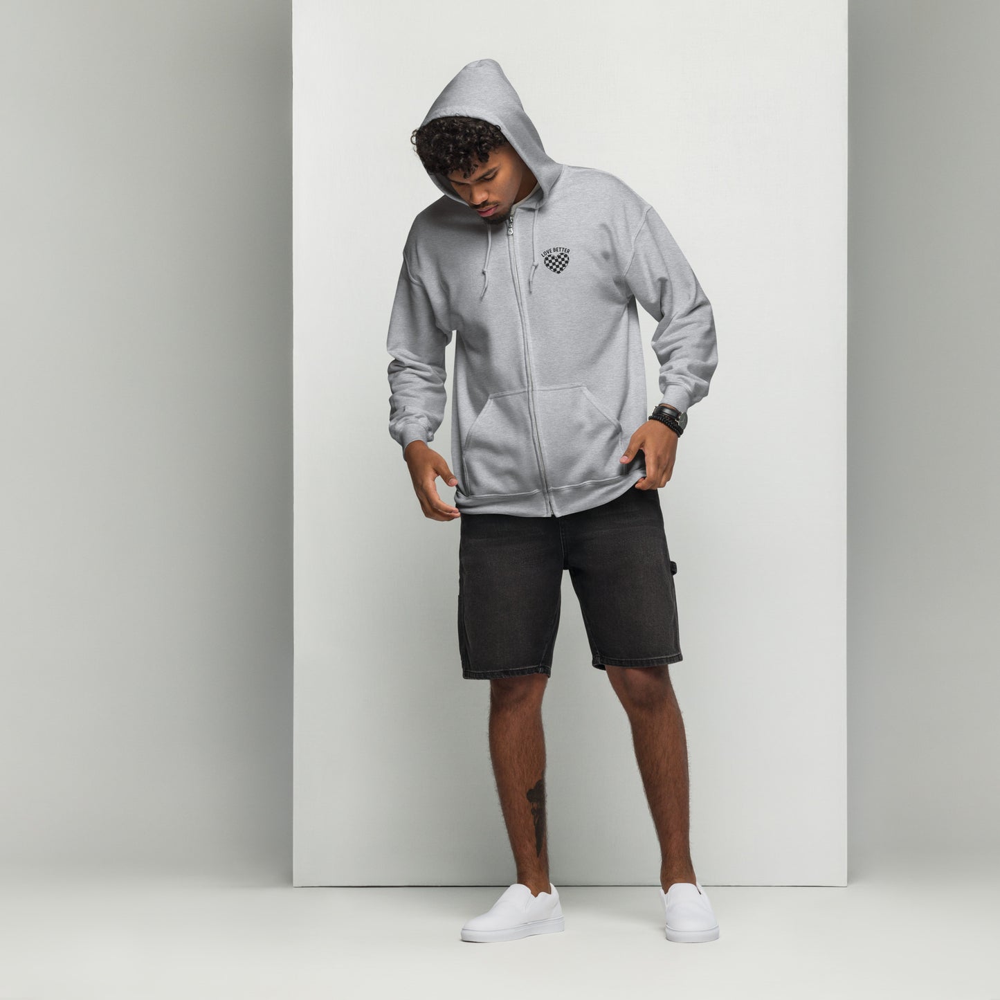 LOVE BETTER LOGO (black thread) - Unisex heavy blend zip hoodie