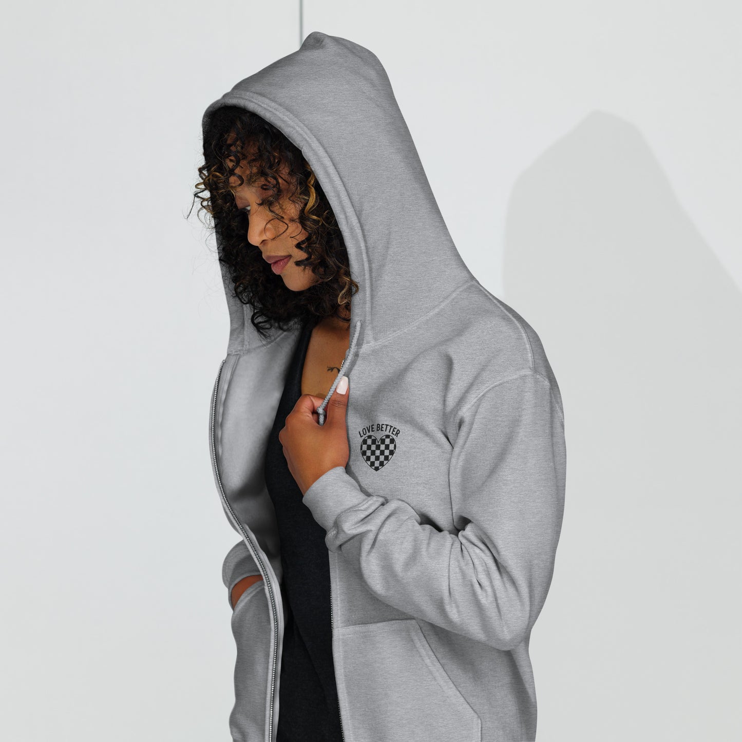 LOVE BETTER LOGO (black thread) - Unisex heavy blend zip hoodie